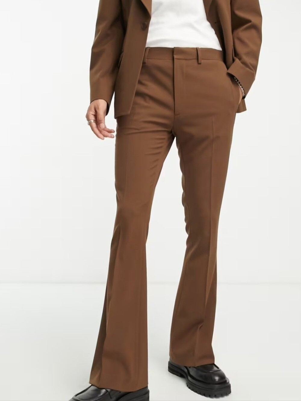 Asos Flared Trousers Pants in Warm Brown Size 28x30 - Picture 7 of 11